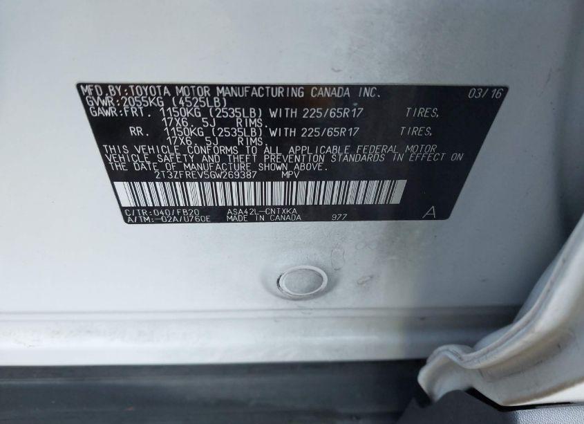 Photo 9 of 2016 Toyota Rav4 LE (VIN 2T3ZFREV5GW269387)