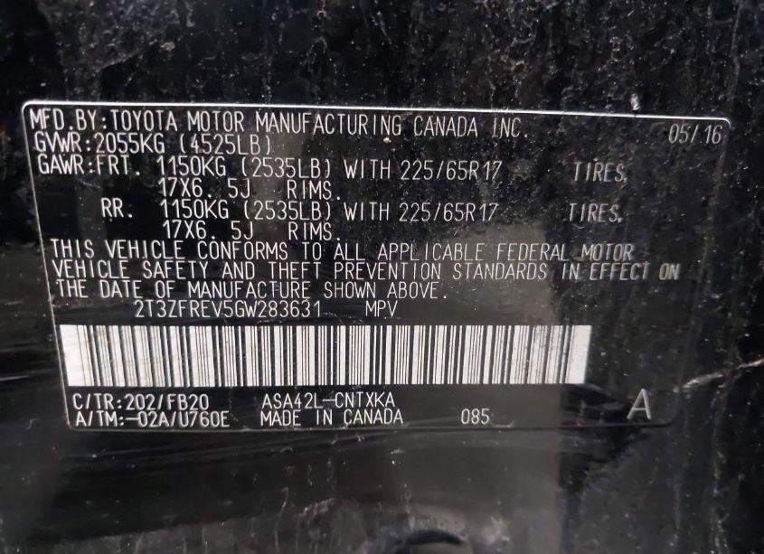 Photo 9 of 2016 Toyota Rav4 LE (VIN 2T3ZFREV5GW283631)