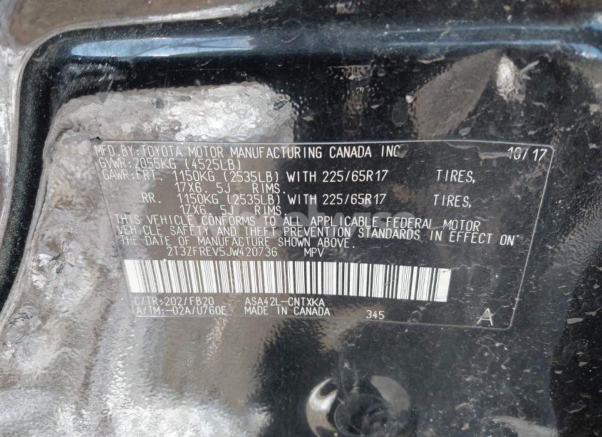 Photo 9 of 2018 Toyota Rav4 LE (VIN 2T3ZFREV5JW420736)