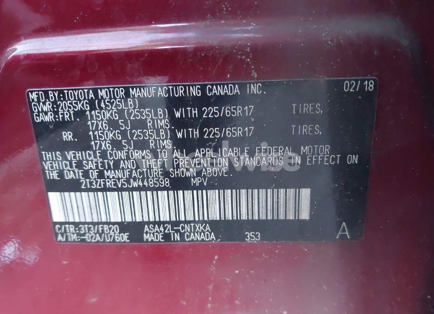 Photo 9 of 2018 Toyota Rav4 LE (VIN 2T3ZFREV5JW448598)