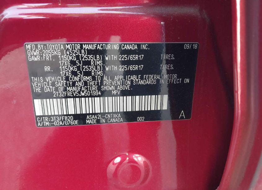 Photo 9 of 2018 Toyota Rav4 LE (VIN 2T3ZFREV5JW501994)