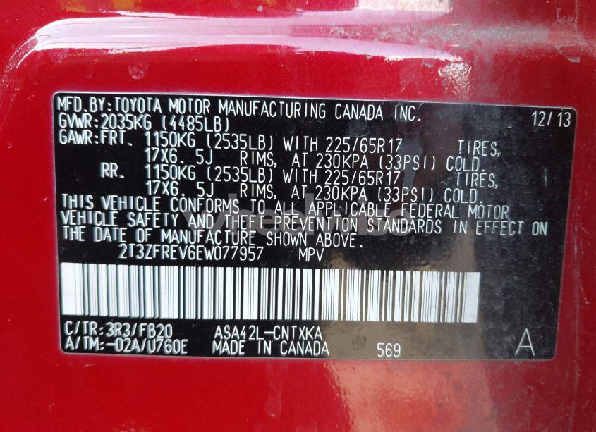 Photo 9 of 2014 Toyota Rav4 LE (VIN 2T3ZFREV6EW077957)