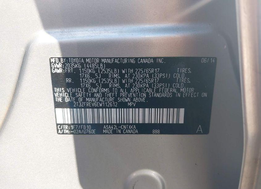 Photo 9 of 2014 Toyota Rav4 LE (VIN 2T3ZFREV6EW112612)