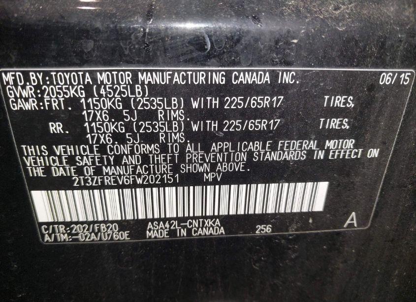 Photo 9 of 2015 Toyota Rav4 LE (VIN 2T3ZFREV6FW202151)