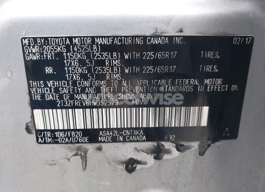 Photo 9 of 2017 Toyota Rav4 LE (VIN 2T3ZFREV6HW352523)