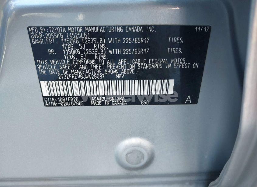 Photo 9 of 2018 Toyota Rav4 LE (VIN 2T3ZFREV6JW429087)