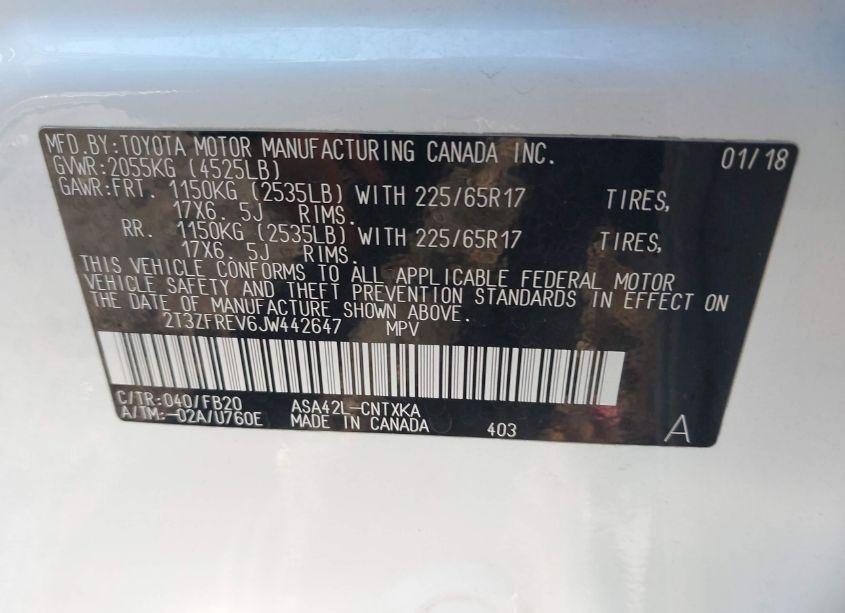 Photo 9 of 2018 Toyota Rav4 LE (VIN 2T3ZFREV6JW442647)