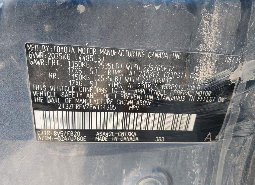 Photo 9 of 2014 Toyota Rav4 LE (VIN 2T3ZFREV7EW114305)