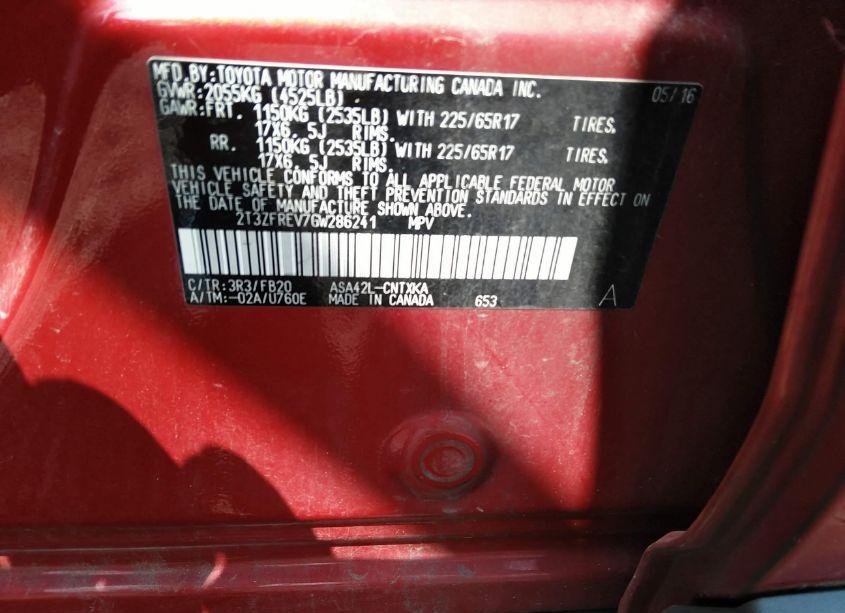 Photo 9 of 2016 Toyota Rav4 LE (VIN 2T3ZFREV7GW286241)