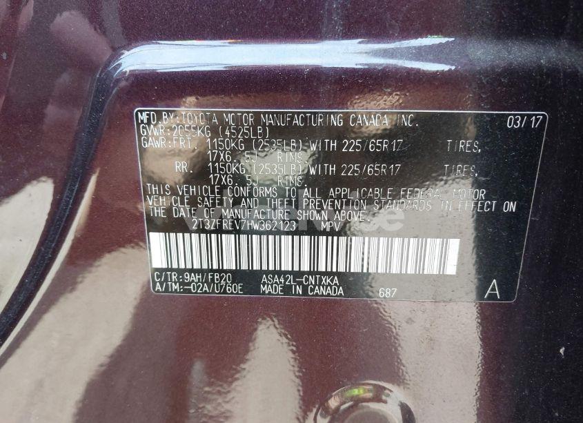 Photo 9 of 2017 Toyota Rav4 LE (VIN 2T3ZFREV7HW362123)