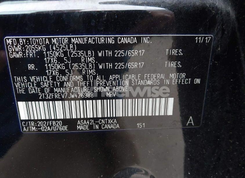 Photo 9 of 2018 Toyota Rav4 LE (VIN 2T3ZFREV7JW426988)