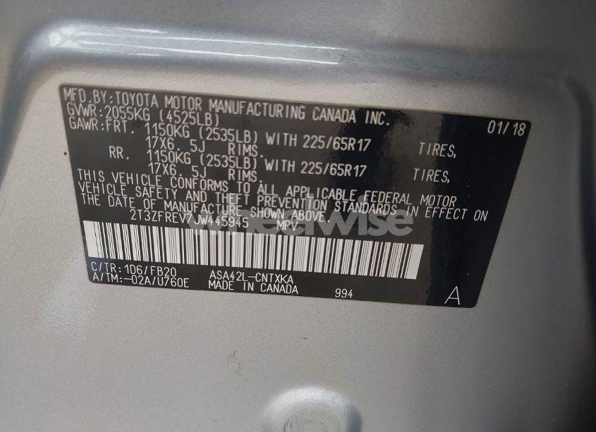 Photo 9 of 2018 Toyota Rav4 LE (VIN 2T3ZFREV7JW445945)