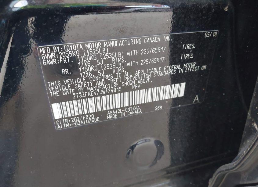 Photo 9 of 2018 Toyota Rav4 LE (VIN 2T3ZFREV7JW474815)