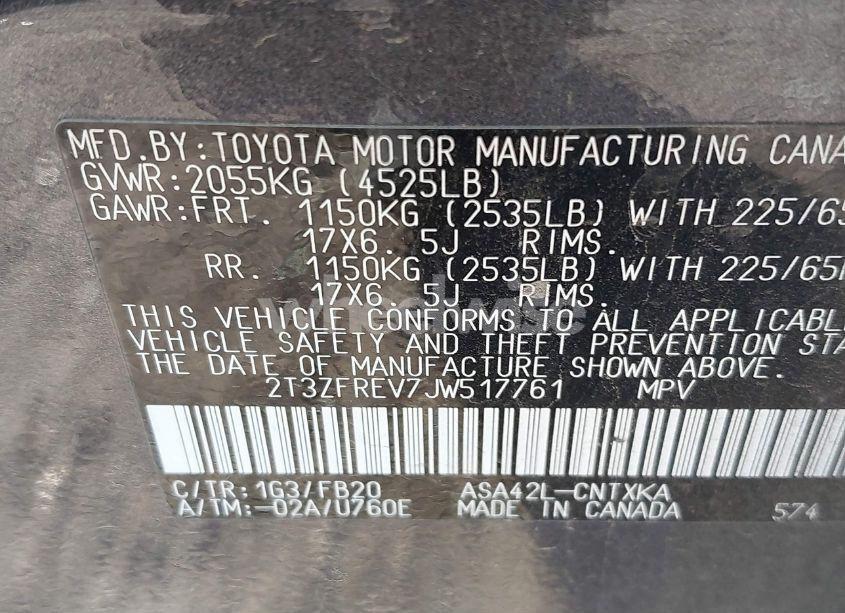 Photo 9 of 2018 Toyota Rav4 LE (VIN 2T3ZFREV7JW517761)