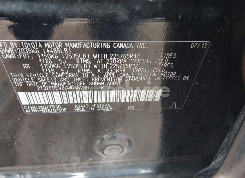 Photo 8 of 2013 Toyota Rav4 LE (VIN 2T3ZFREV8DW038236)