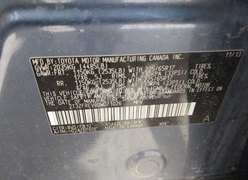 Photo 9 of 2013 Toyota Rav4 LE (VIN 2T3ZFREV8DW071026)