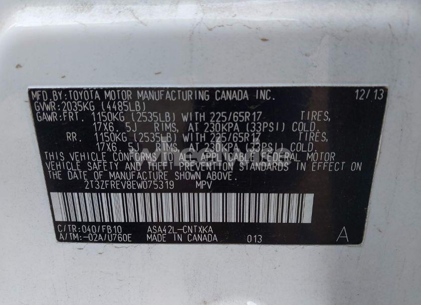 Photo 9 of 2014 Toyota Rav4 LE (VIN 2T3ZFREV8EW075319)