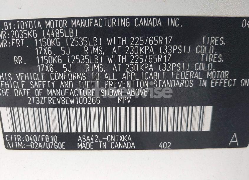 Photo 9 of 2014 Toyota Rav4 LE (VIN 2T3ZFREV8EW100266)