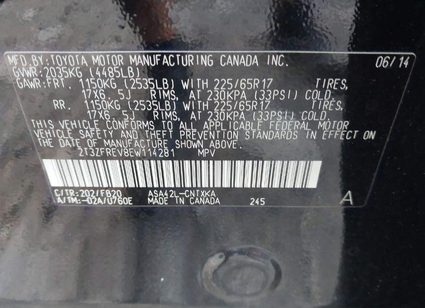 Photo 9 of 2014 Toyota Rav4 LE (VIN 2T3ZFREV8EW114281)