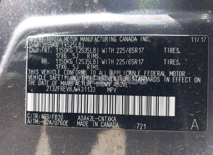 Photo 9 of 2018 Toyota Rav4 LE (VIN 2T3ZFREV8JW431133)