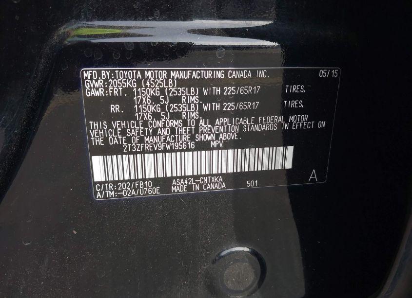 Photo 9 of 2015 Toyota Rav4 LE (VIN 2T3ZFREV9FW195616)