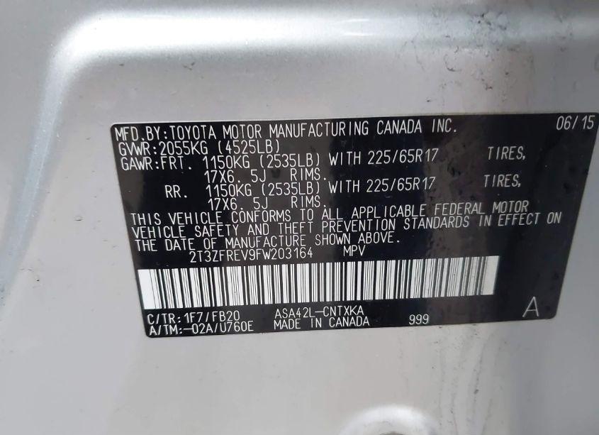 Photo 9 of 2015 Toyota Rav4 LE (VIN 2T3ZFREV9FW203164)