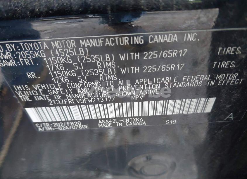 Photo 9 of 2015 Toyota Rav4 LE (VIN 2T3ZFREV9FW213127)