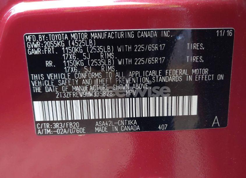 Photo 9 of 2017 Toyota Rav4 LE (VIN 2T3ZFREV9HW335828)