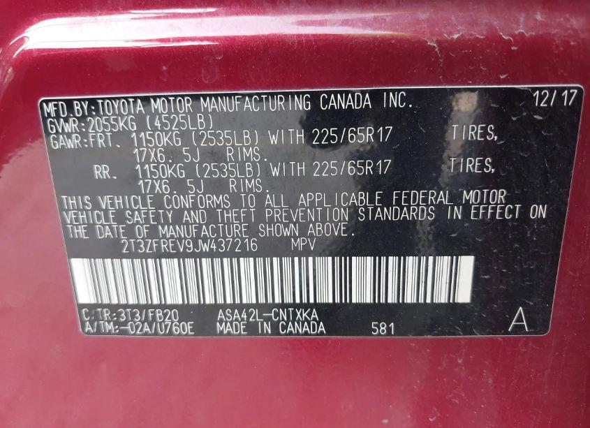 Photo 9 of 2018 Toyota Rav4 LE (VIN 2T3ZFREV9JW437216)