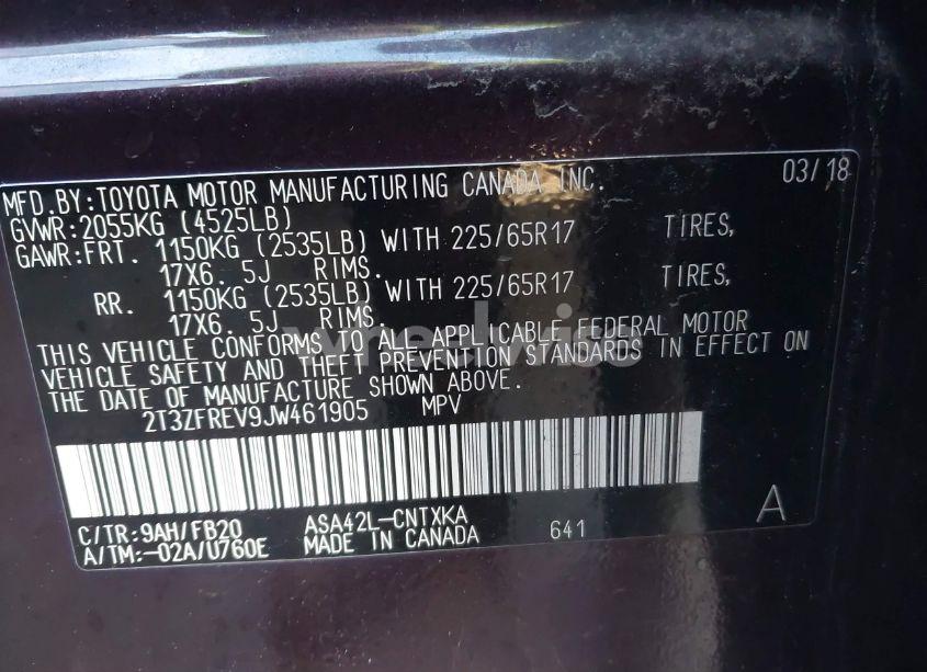 Photo 9 of 2018 Toyota Rav4 LE (VIN 2T3ZFREV9JW461905)