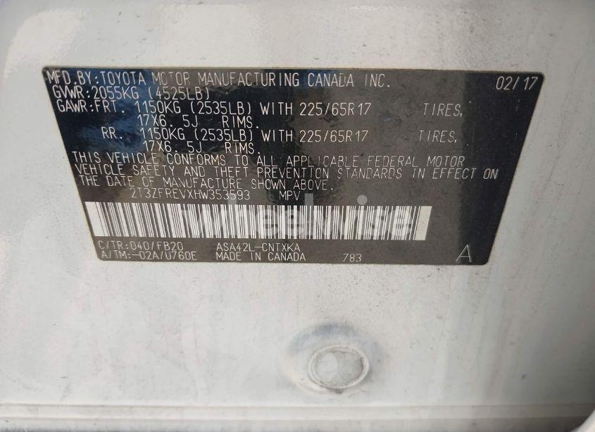 Photo 9 of 2017 Toyota Rav4 LE (VIN 2T3ZFREVXHW353593)