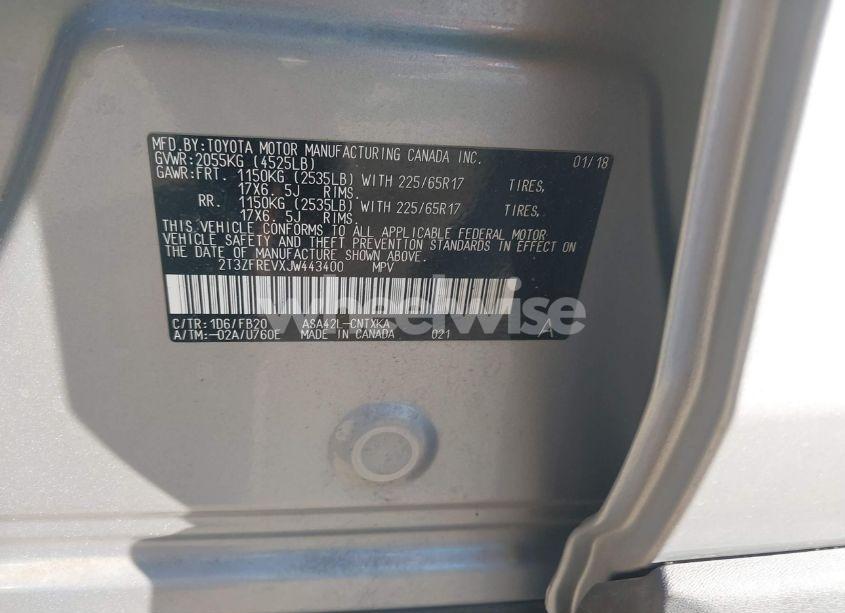 Photo 9 of 2018 Toyota Rav4 LE (VIN 2T3ZFREVXJW443400)