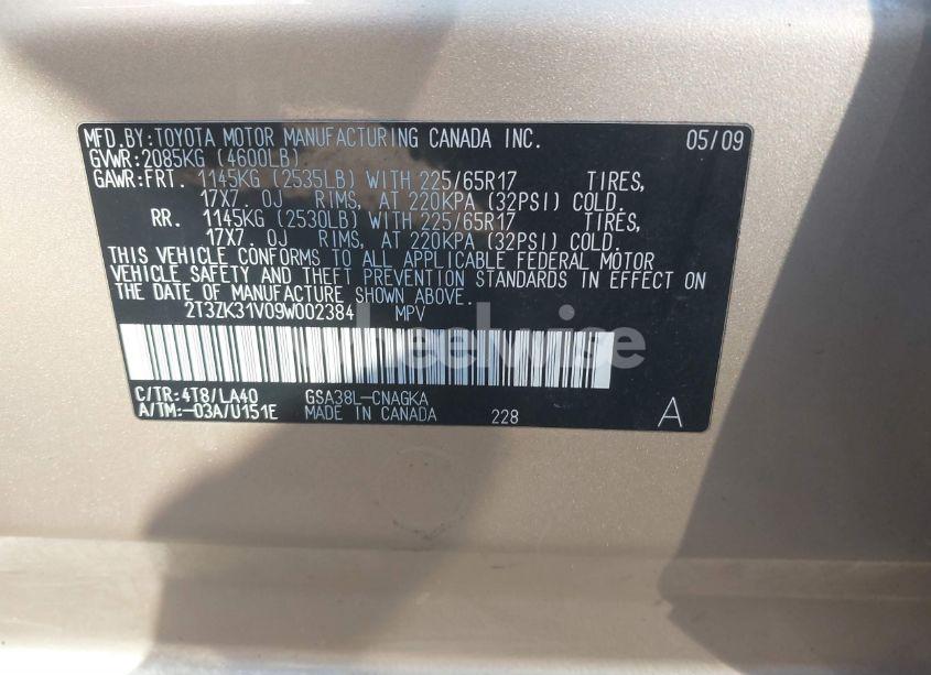 Photo 9 of 2009 Toyota Rav4 LIMITED (VIN 2T3ZK31V09W002384)