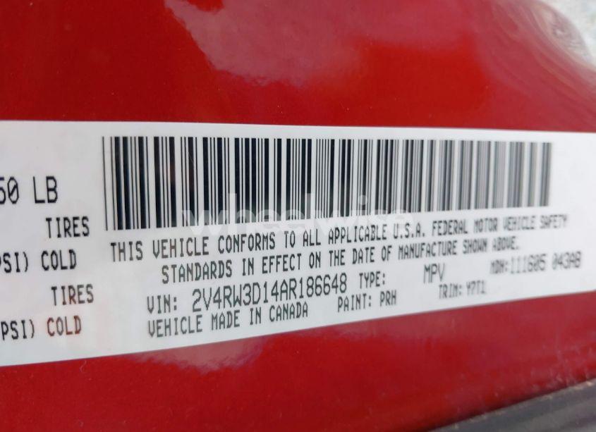 Photo 9 of 2010 Volkswagen Routan SE (VIN 2V4RW3D14AR186648)