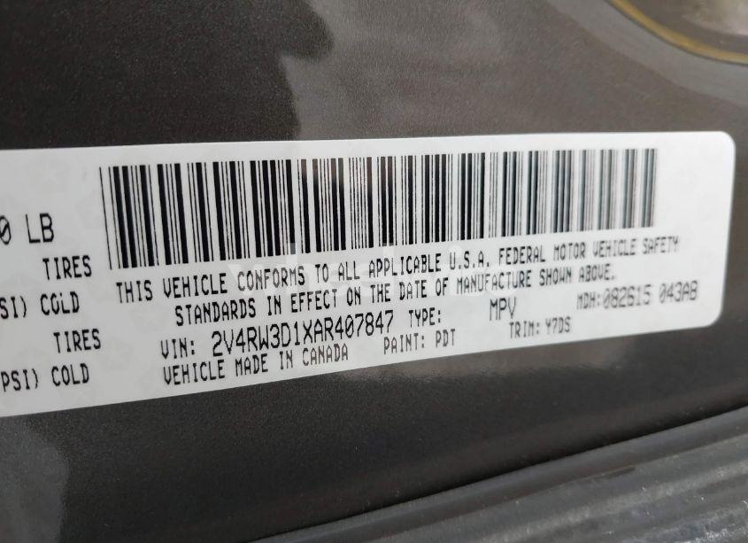 Photo 9 of 2010 Volkswagen Routan SE (VIN 2V4RW3D1XAR407847)