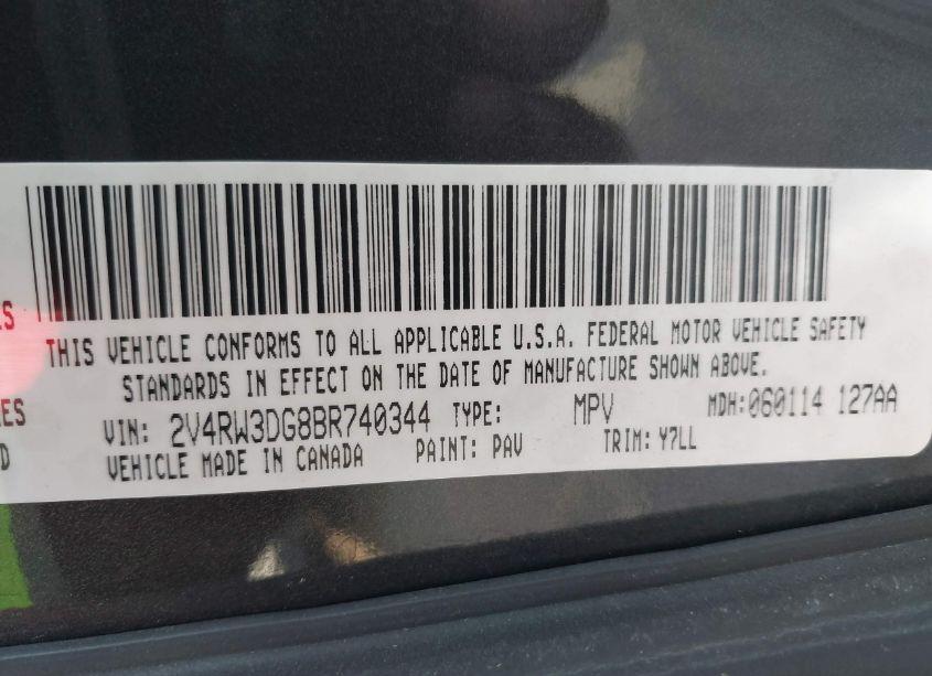 Photo 9 of 2011 Volkswagen Routan SE (VIN 2V4RW3DG8BR740344)