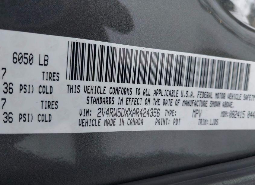 Photo 9 of 2010 Volkswagen Routan SEL (VIN 2V4RW5DXXAR424356)