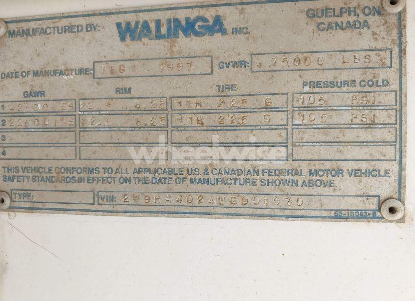 Photo 9 of 1998 Walinga Bulk FEED (VIN 2W9HA4024WG001030)