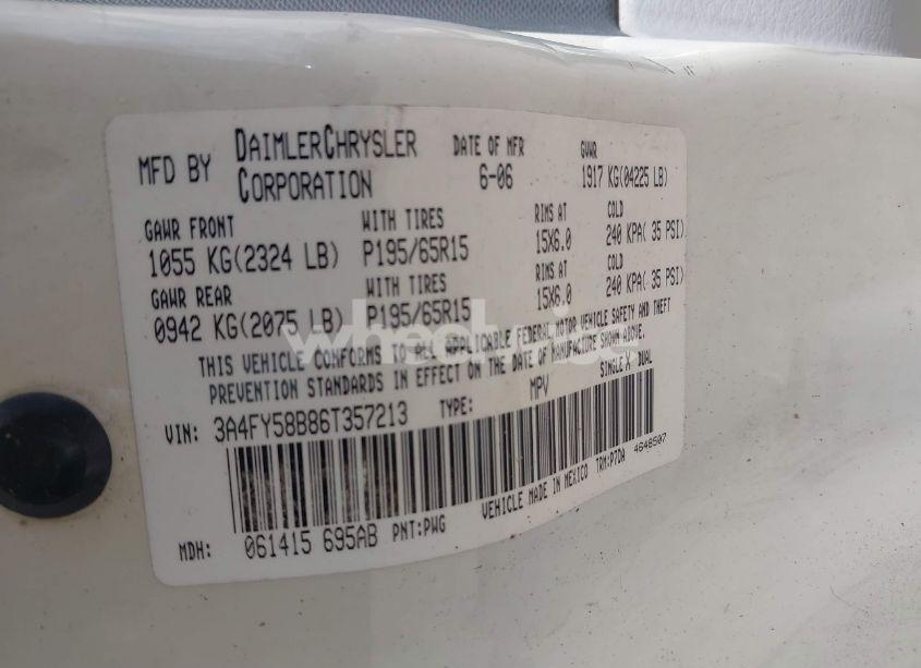 Photo 9 of 2006 Chrysler Pt CRUISER TOURING (VIN 3A4FY58B86T357213)