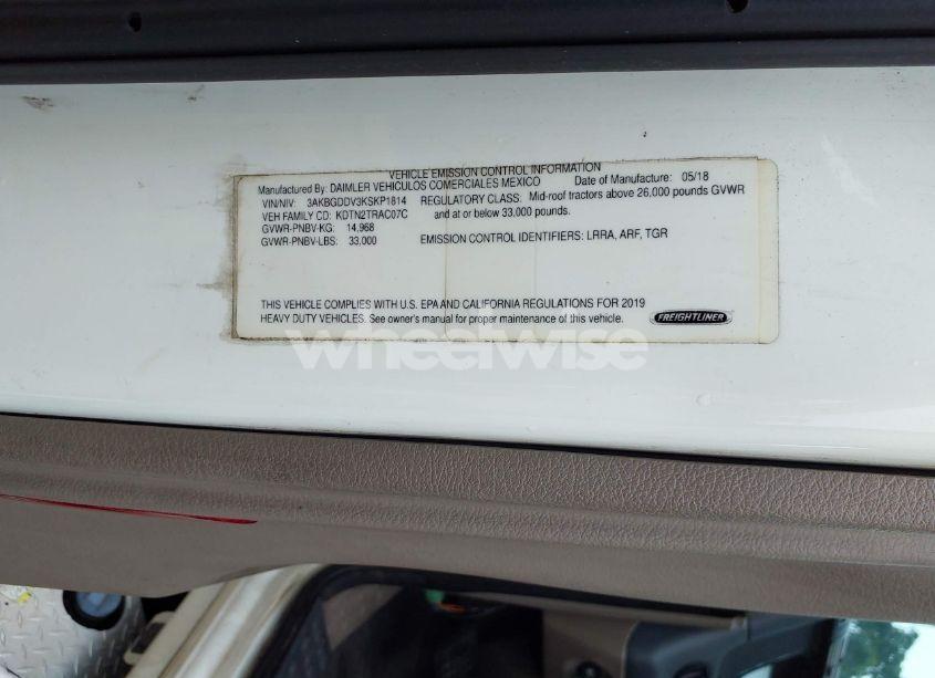 Photo 8 of 2019 Freightliner Cascadia 125 (VIN 3AKBGDDV3KSKP1814)