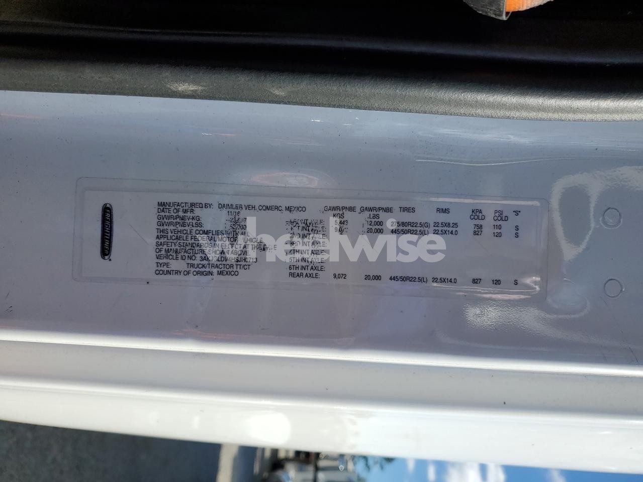 Photo 10 of 2017 FREIGHTLINER CASCADIA 125 SEMI TRUCK (VIN 3AKJGLDV4HSJH0713)