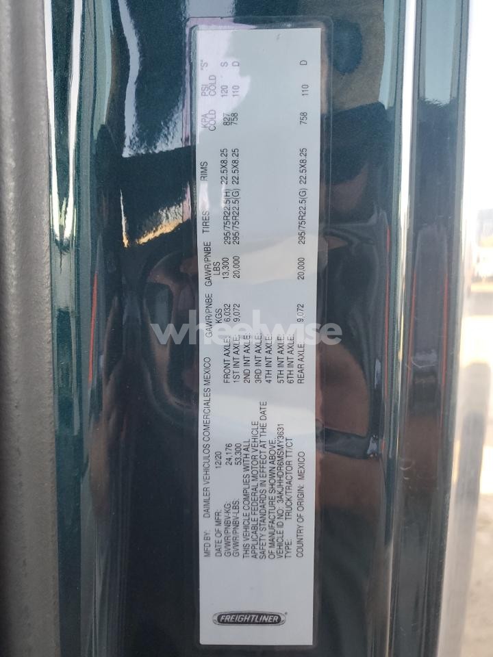 Photo 10 of 2021 FREIGHTLINER CASCADIA 126 SEMI TRUCK (VIN 3AKJHHDR6MSMY3631)