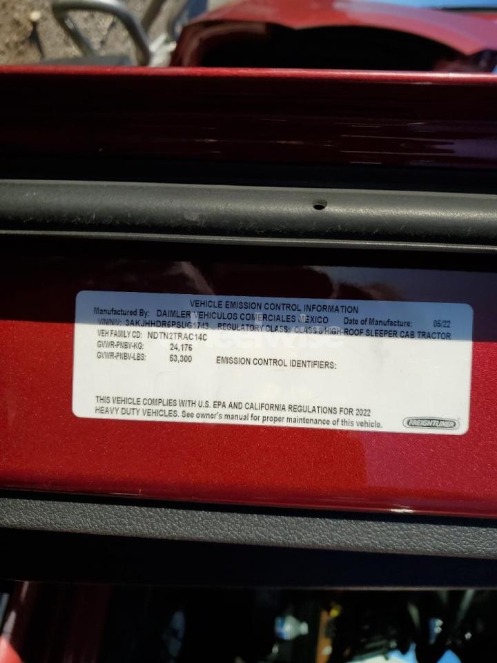 Photo 10 of 2023 FREIGHTLINER CASCADIA 126 SEMI TRUCK (VIN 3AKJHHDR6PSUG1743)