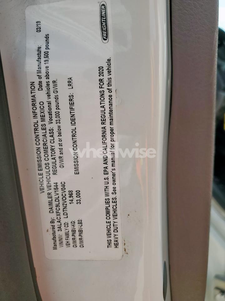 Photo 10 of 2020 FREIGHTLINER BUSINESS CLASS M2 BOX TRUCK (VIN 3ALACXFC9LDLV1544)