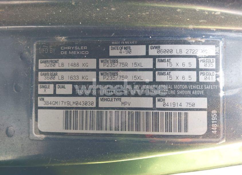 Photo 9 of 1990 Dodge Ramcharger AW-150 (VIN 3B4GM17Y9LM043030)