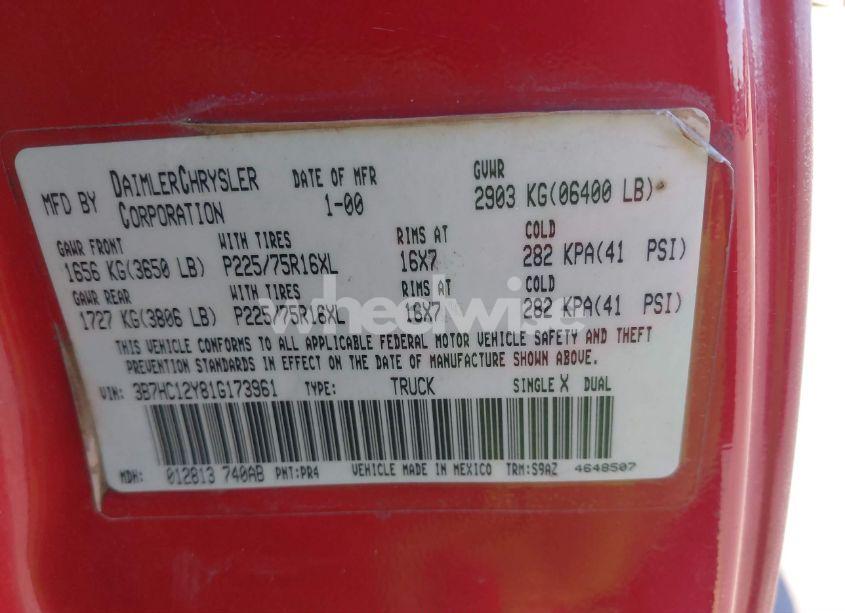 Photo 9 of 2001 Dodge Ram 1500 ST (VIN 3B7HC12Y81G173961)