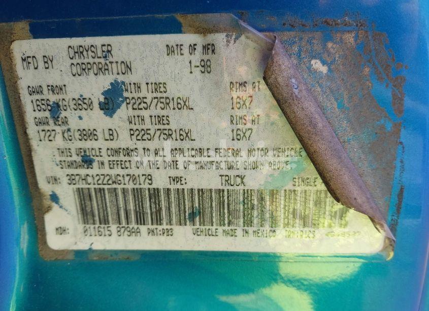 Photo 9 of 1998 Dodge Ram 1500 ST (VIN 3B7HC12Z2WG170179)