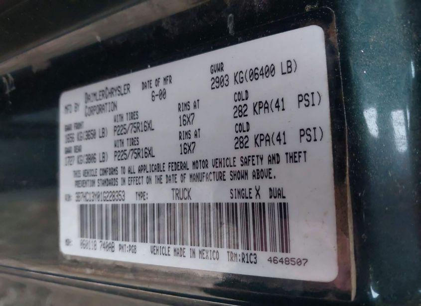 Photo 9 of 2001 Dodge Ram 1500 ST (VIN 3B7HC13Y01G228353)