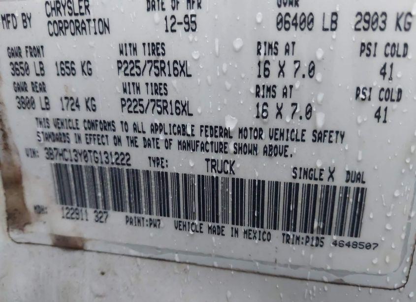 Photo 9 of 1996 Dodge Ram 1500 (VIN 3B7HC13Y0TG131222)
