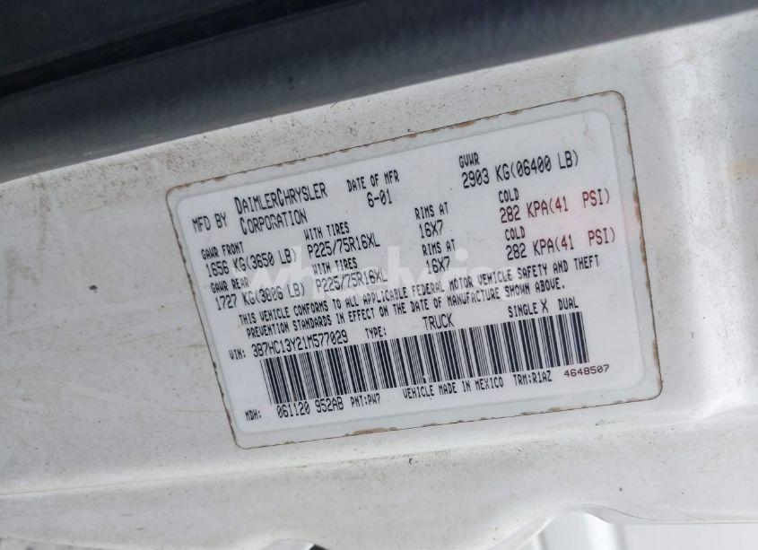 Photo 9 of 2001 Dodge Ram 1500 ST (VIN 3B7HC13Y21M577029)